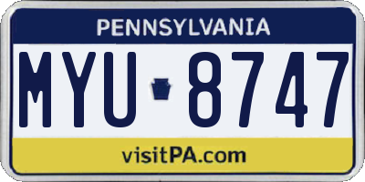 PA license plate MYU8747