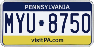 PA license plate MYU8750