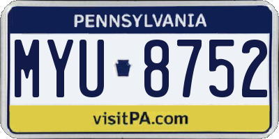 PA license plate MYU8752