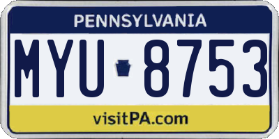 PA license plate MYU8753