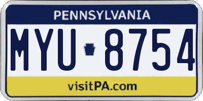 PA license plate MYU8754