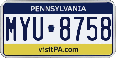 PA license plate MYU8758