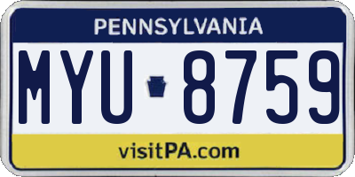 PA license plate MYU8759