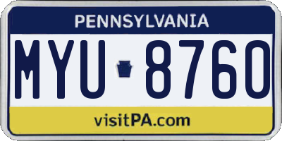 PA license plate MYU8760