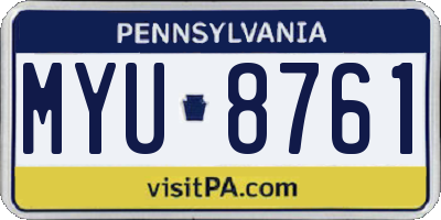 PA license plate MYU8761