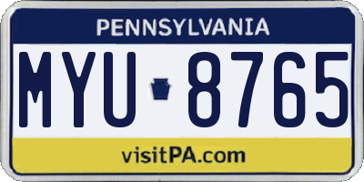 PA license plate MYU8765