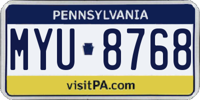 PA license plate MYU8768