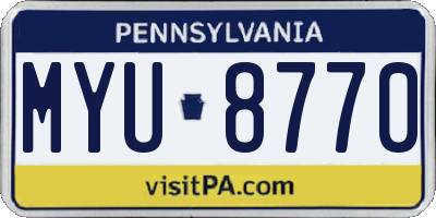 PA license plate MYU8770