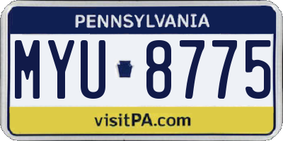 PA license plate MYU8775