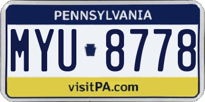 PA license plate MYU8778