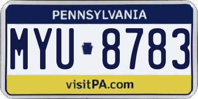 PA license plate MYU8783
