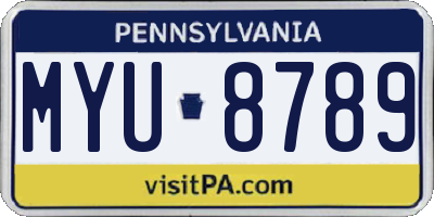PA license plate MYU8789