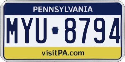PA license plate MYU8794