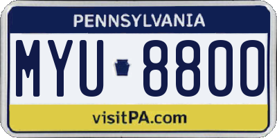 PA license plate MYU8800