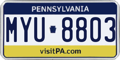 PA license plate MYU8803