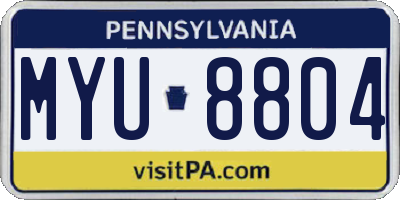 PA license plate MYU8804