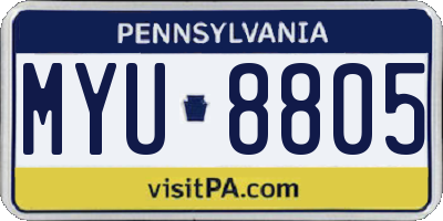 PA license plate MYU8805