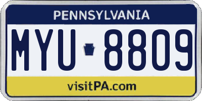 PA license plate MYU8809