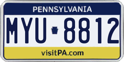 PA license plate MYU8812