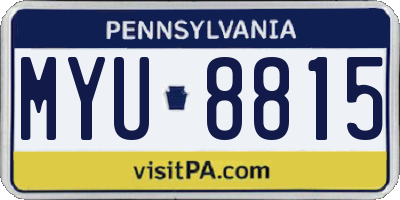 PA license plate MYU8815