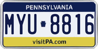 PA license plate MYU8816