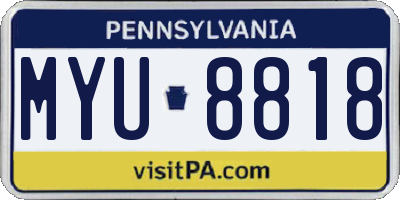 PA license plate MYU8818