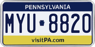 PA license plate MYU8820