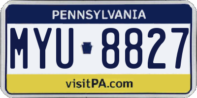 PA license plate MYU8827