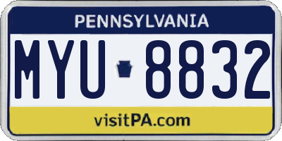 PA license plate MYU8832