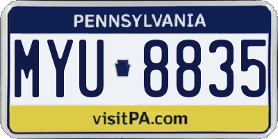 PA license plate MYU8835