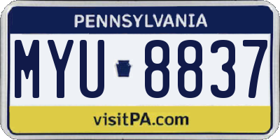 PA license plate MYU8837