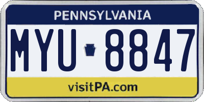 PA license plate MYU8847