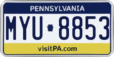 PA license plate MYU8853