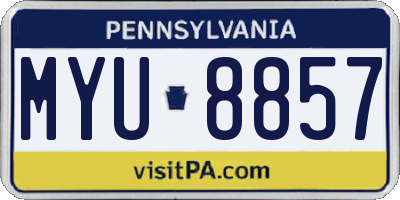 PA license plate MYU8857