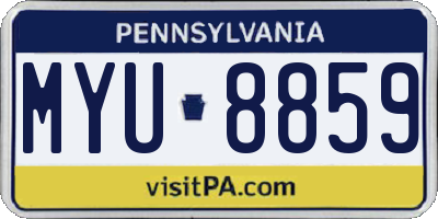 PA license plate MYU8859