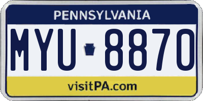 PA license plate MYU8870