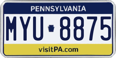 PA license plate MYU8875