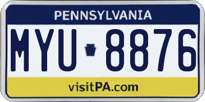 PA license plate MYU8876