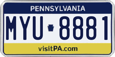 PA license plate MYU8881
