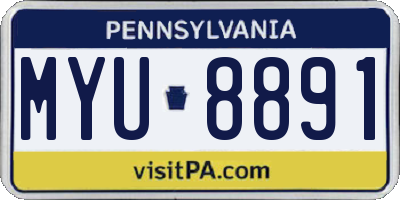 PA license plate MYU8891