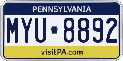 PA license plate MYU8892