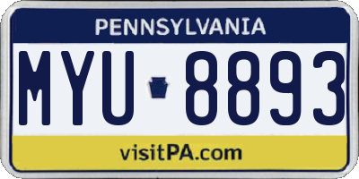 PA license plate MYU8893