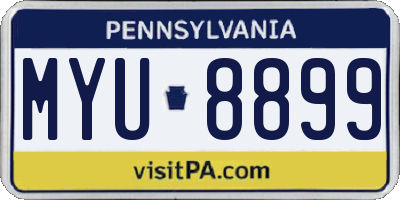 PA license plate MYU8899