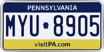 PA license plate MYU8905