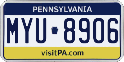 PA license plate MYU8906