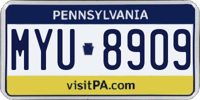 PA license plate MYU8909