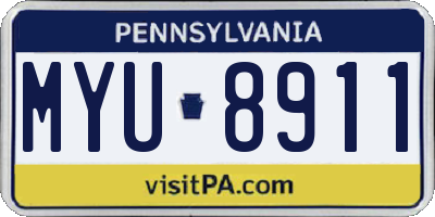 PA license plate MYU8911