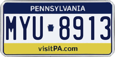 PA license plate MYU8913