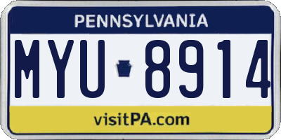 PA license plate MYU8914