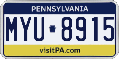 PA license plate MYU8915